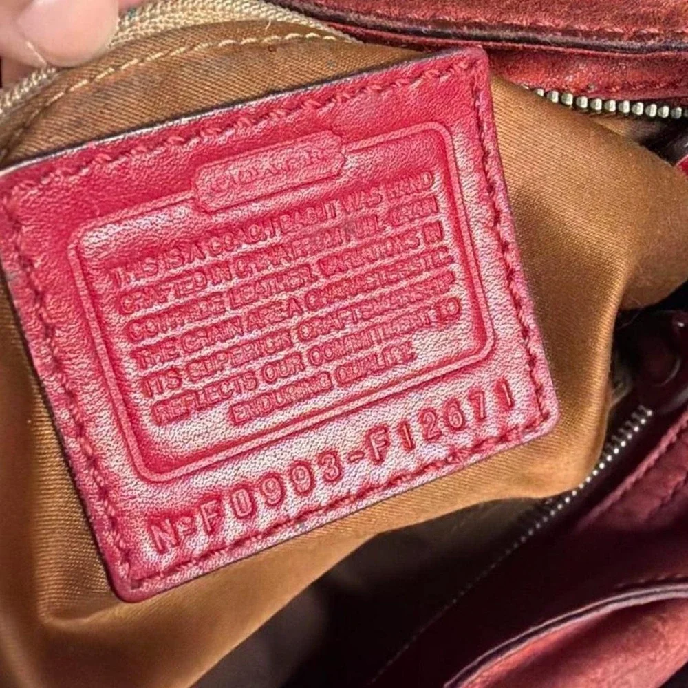 Coach VTG 2009 Red Leather Zoe Hobo Shoulder Bag Slouchy Y2k Purse F12671